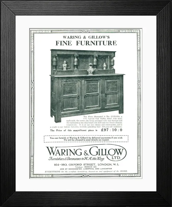 Framed Print : Waring and Gillow Advertisement