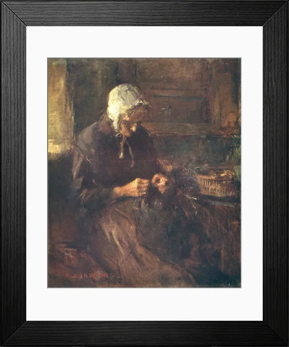 Framed Print : Granny. A portrait painting of an old granny wearing a white bonnet Framed Print : Granny. A portrait painting of an old granny wearing a white bonnet