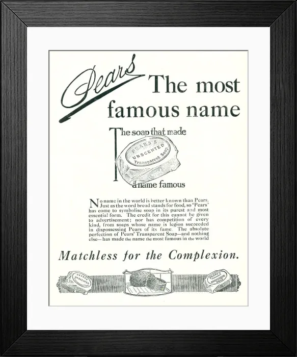 Framed Print : Pears Soap Advertisement Framed Print : Pears Soap Advertisement