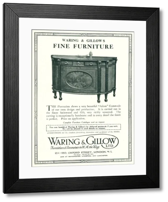 Framed Print : Waring and Gillow Advertisement Framed Print : Waring and Gillow Advertisement