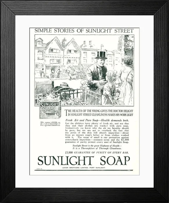 Framed Print : Lever Brothers Sunlight Soap Advertisement Framed Print : Lever Brothers Sunlight Soap Advertisement