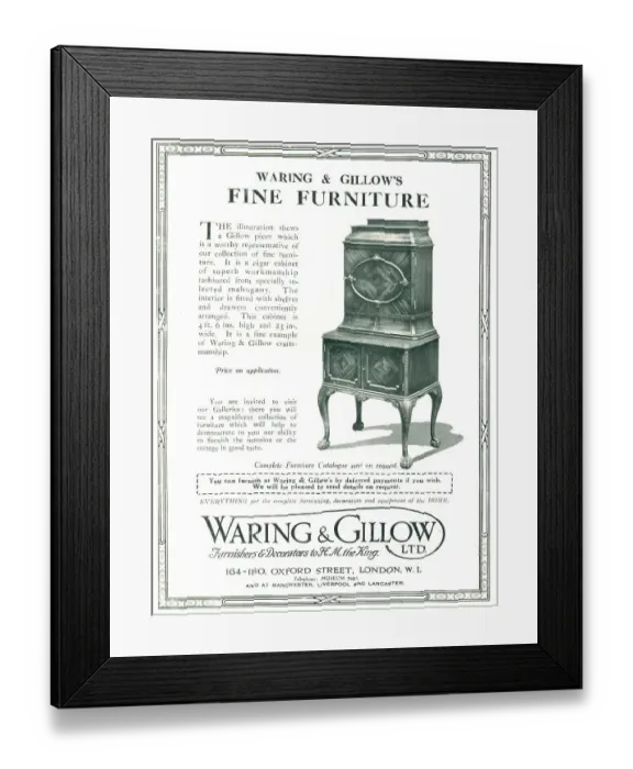 Framed Print : Waring and Gillow Advertisement Framed Print : Waring and Gillow Advertisement
