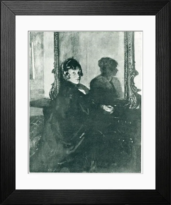 Framed Print : Madame. A portrait painting of a woman who is sat by a table Framed Print : Madame. A portrait painting of a woman who is sat by a table