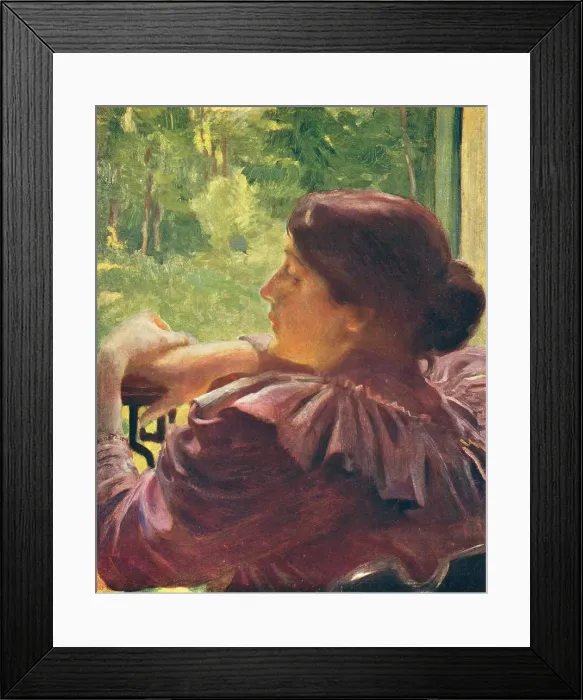 Framed Print : Jeume Femme Sur Un Balcon Framed Print : Jeume Femme Sur Un Balcon