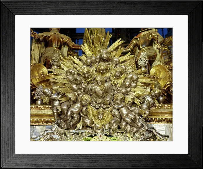 Framed Print : Cathedral of Santiago. Detail of sculptural relief in silver Framed Print : Cathedral of Santiago. Detail of sculptural relief in silver