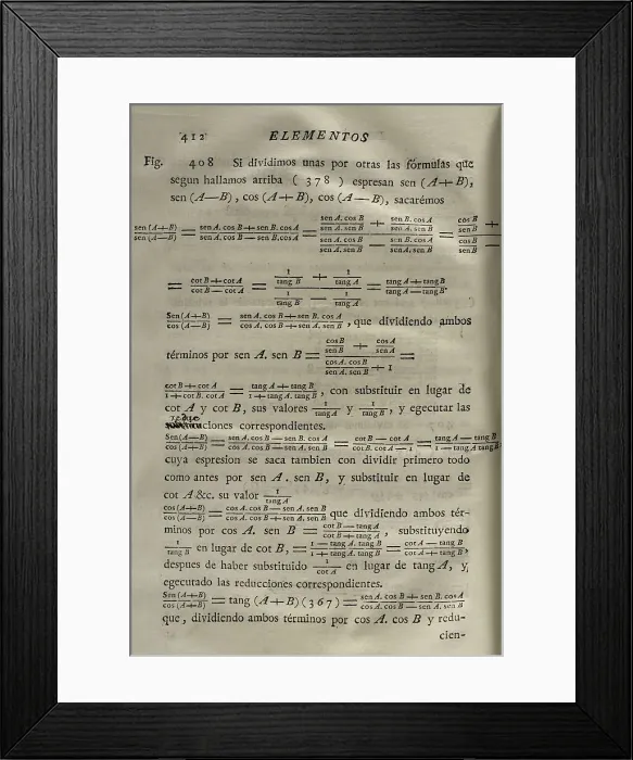 Framed Print : Elementos de Matematica by Spanish architect Benito Bails Framed Print : Elementos de Matematica by Spanish architect Benito Bails