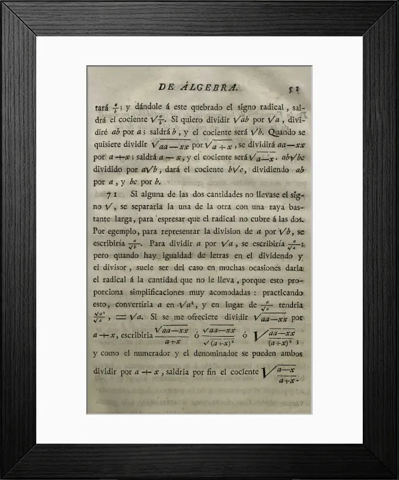 Framed Print : Elementos de Matematica by Spanish architect Benito Bails Framed Print : Elementos de Matematica by Spanish architect Benito Bails