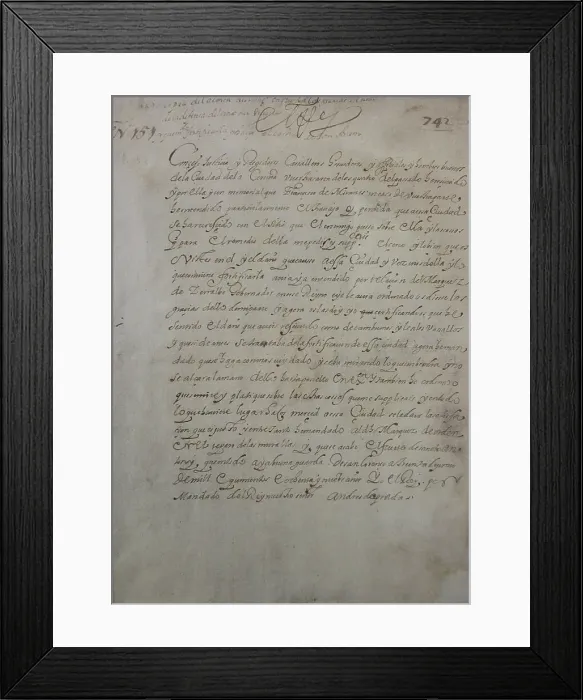 Framed Print : Letter sent by King Philip II to City Council of La Coruna Framed Print : Letter sent by King Philip II to City Council of La Coruna