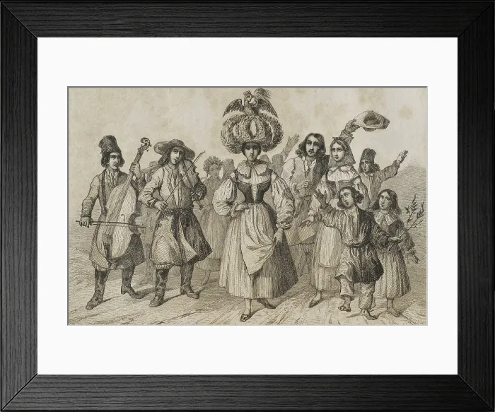 Framed Print : Poland. Harvesters Festival. Engraving by Lemaitre Framed Print : Poland. Harvesters Festival. Engraving by Lemaitre
