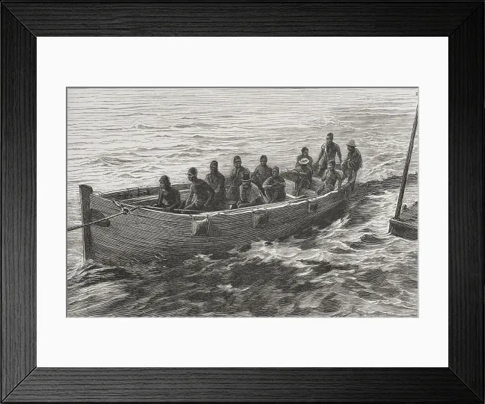 Framed Print : Africa. Pilot-boat in tow of a steamship, on the Congo River Framed Print : Africa. Pilot-boat in tow of a steamship, on the Congo River
