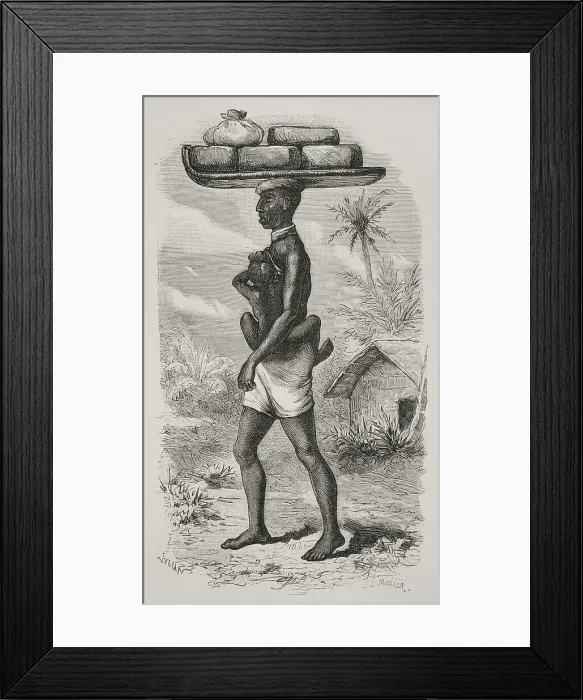 Framed Print : Africa. The Congo. Indigenous with double burden Framed Print : Africa. The Congo. Indigenous with double burden