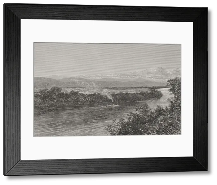 Framed Print : The Congo. Boat upstreaming the Fimi River Framed Print : The Congo. Boat upstreaming the Fimi River