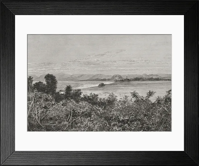 Framed Print : Africa. The Congo River at Isanghila, trading station Framed Print : Africa. The Congo River at Isanghila, trading station