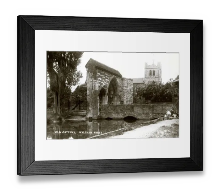 Framed Print : Old Gateway and Abbey Church, Waltham Abbey, Essex Framed Print : Old Gateway and Abbey Church, Waltham Abbey, Essex