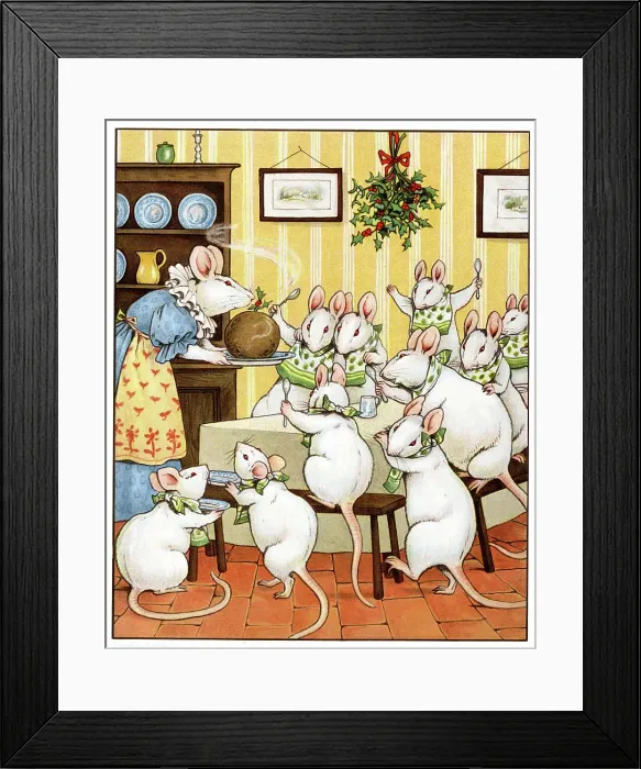 Framed Print : The Mice Family's Christmas Pudding Framed Print : The Mice Family's Christmas Pudding