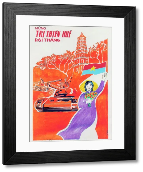 Framed Print : Vietnamese Patriotic Poster - Good luck for Victory! Framed Print : Vietnamese Patriotic Poster - Good luck for Victory!