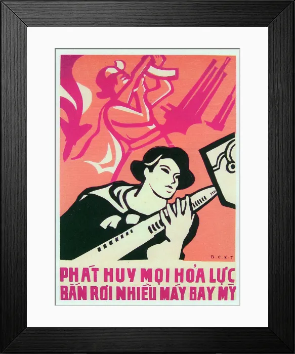 Framed Print : Vietnamese Patriotic Poster - Shooting Down American Planes Framed Print : Vietnamese Patriotic Poster - Shooting Down American Planes