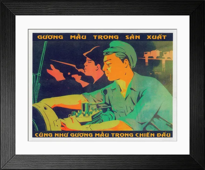 Framed Print : Vietnamese Patriotic Poster - Production and Combat Framed Print : Vietnamese Patriotic Poster - Production and Combat