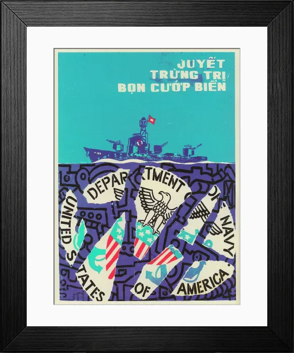 Framed Print : Vietnamese Patriotic Poster - Punish the PIrates Framed Print : Vietnamese Patriotic Poster - Punish the PIrates