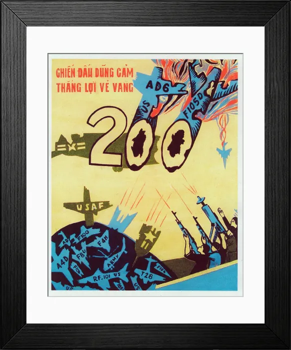 Framed Print : Vietnamese Patriotic Poster - 200 USAF Aircraft shot down Framed Print : Vietnamese Patriotic Poster - 200 USAF Aircraft shot down