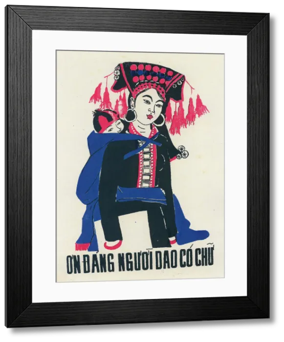 Framed Print : Vietnamese Poster - Yao people grateful to the Party Framed Print : Vietnamese Poster - Yao people grateful to the Party