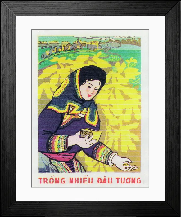 Framed Print : Vietnamese Patriotic Poster - Plant Soya Beans!