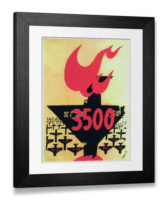 Framed Print : Vietnamese Patriotic Poster - 3500 USAF aircraft shot down
