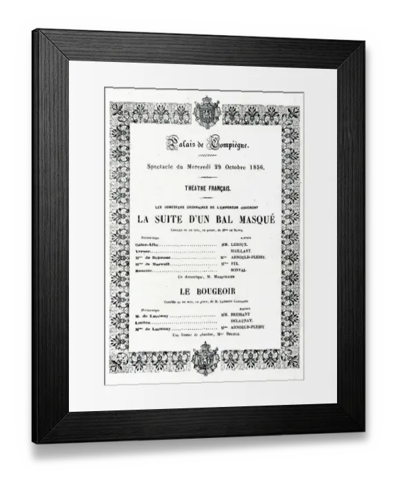Framed Print : Theatre programme, Compiegne Palace Framed Print : Theatre programme, Compiegne Palace