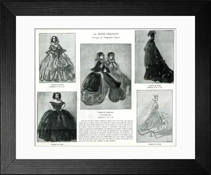 Framed Print : French female fashions, Second Empire, Constantin Guys Framed Print : French female fashions, Second Empire, Constantin Guys