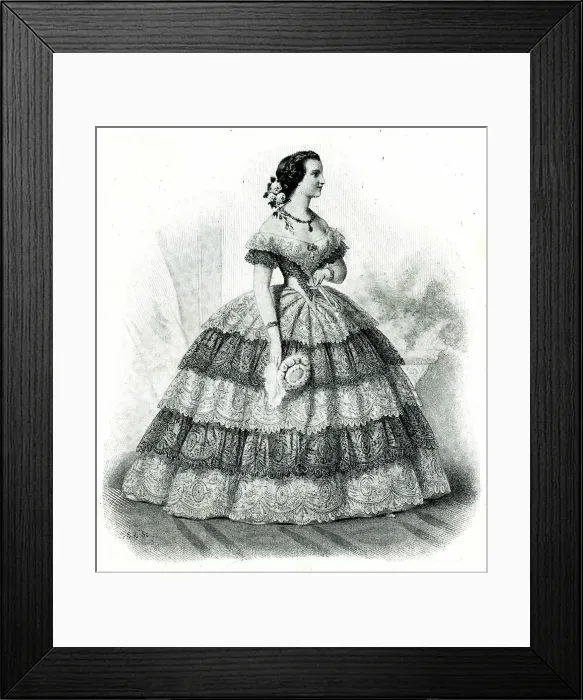 Framed Print : Woman in a crinoline evening dress Framed Print : Woman in a crinoline evening dress