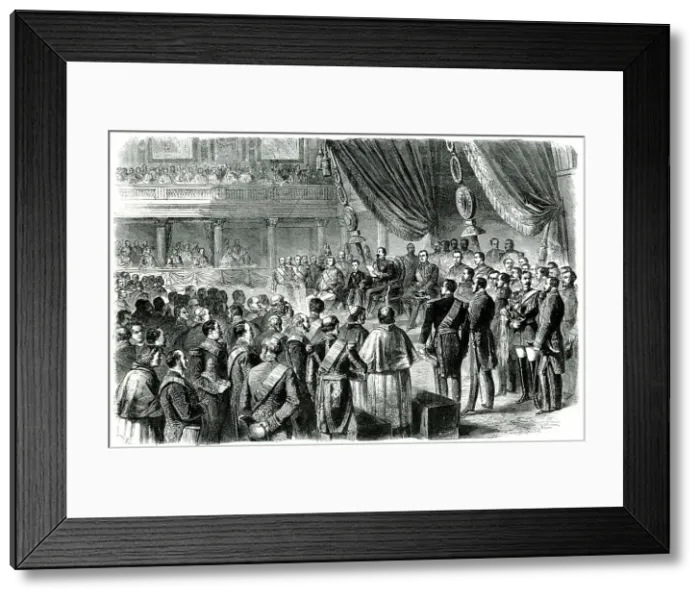 Framed Print : Napoleon III speaking in the Louvre, Paris Framed Print : Napoleon III speaking in the Louvre, Paris