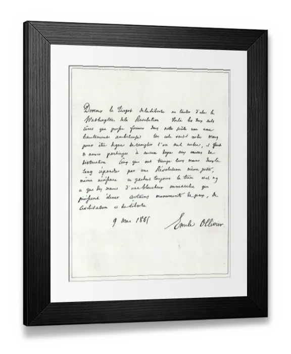 Framed Print : Handwriting of Emile Ollivier, French lawyer and politician