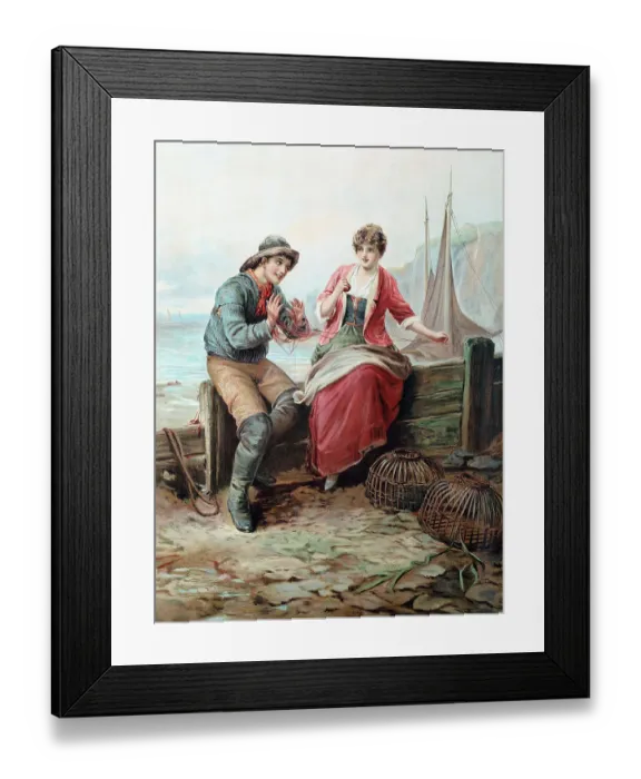 Framed Print : Getting Entangled - young fisherman wooing his love Framed Print : Getting Entangled - young fisherman wooing his love