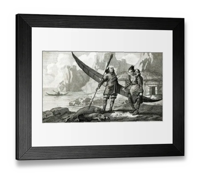 Framed Print : Seal Hunters in Greenland Framed Print : Seal Hunters in Greenland