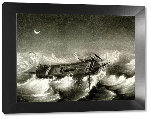 HMS Theseus in a hurricane at San Domingo, West Indies