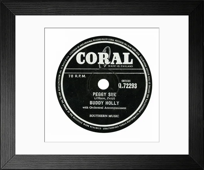 Framed Print : Peggy Sue, by Buddy Holly, 78prm record label Framed Print : Peggy Sue, by Buddy Holly, 78prm record label
