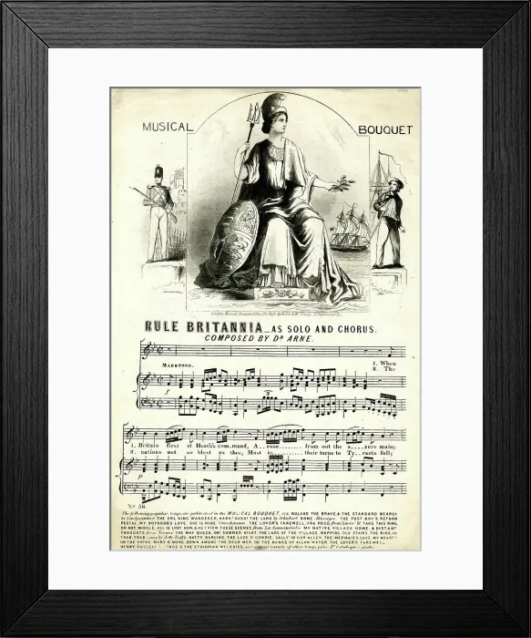 Framed Print : Music sheet, Rule Britannia, as solo and chorus Framed Print : Music sheet, Rule Britannia, as solo and chorus