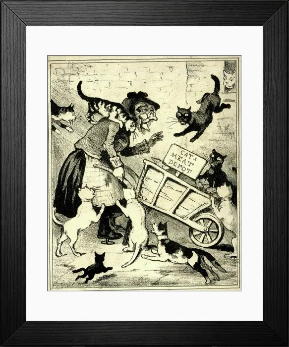 Framed Print : The Old Woman, Cats Meat Street Seller Framed Print : The Old Woman, Cats Meat Street Seller