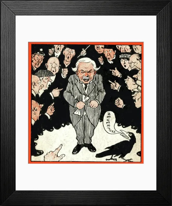 Framed Print : Cartoon, Quoth the Raven, David Lloyd George
