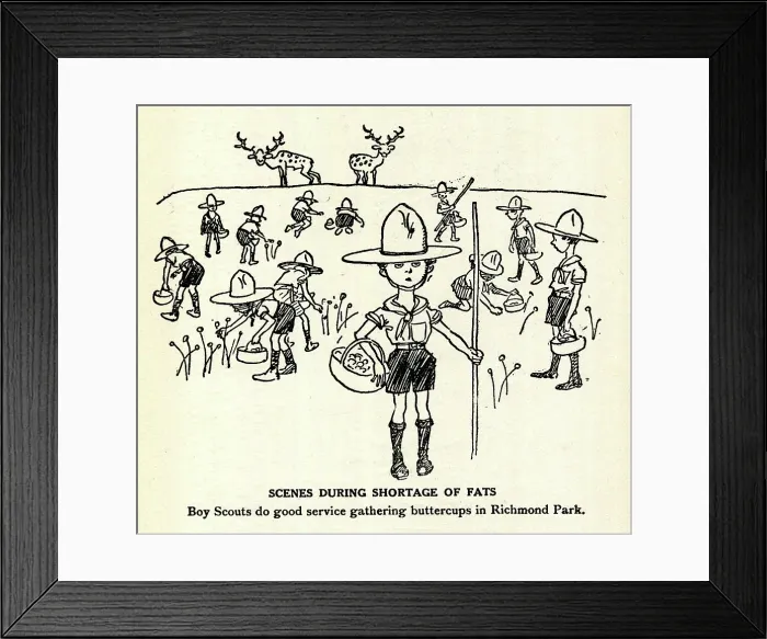 Framed Print : Cartoon, Scenes during shortage of fats Framed Print : Cartoon, Scenes during shortage of fats