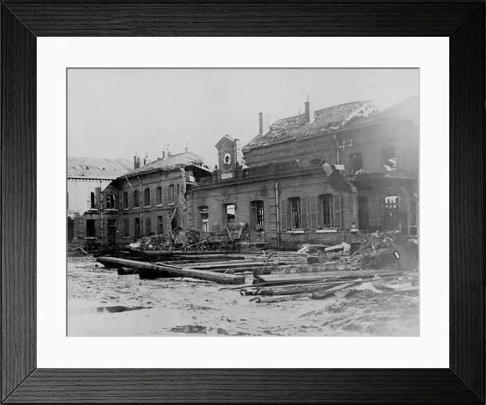 Framed Print : Bomb damage at Hirson Railway Station Framed Print : Bomb damage at Hirson Railway Station
