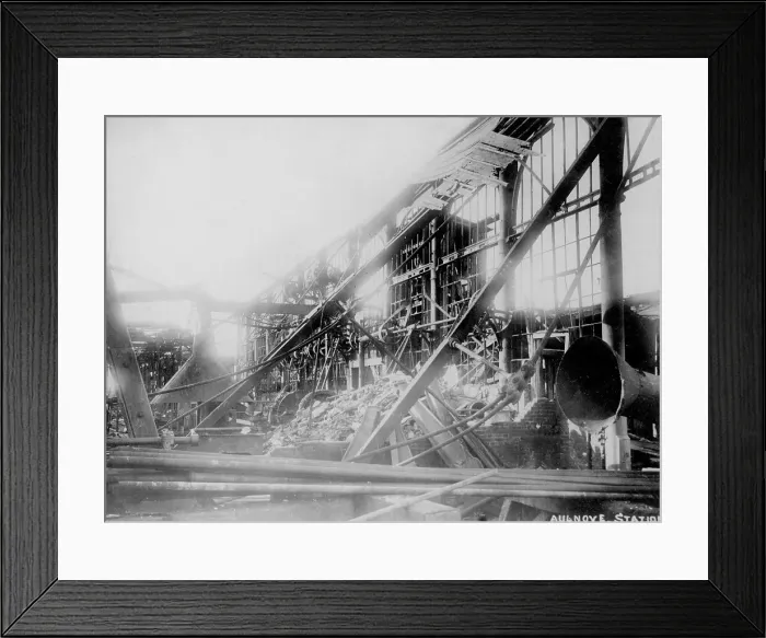 Framed Print : Bomb damage at Aulnoye Railway Station Framed Print : Bomb damage at Aulnoye Railway Station