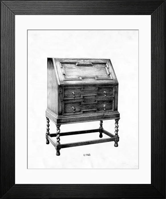 Framed Print : Jacobean style Oak Bureau Framed Print : Jacobean style Oak Bureau