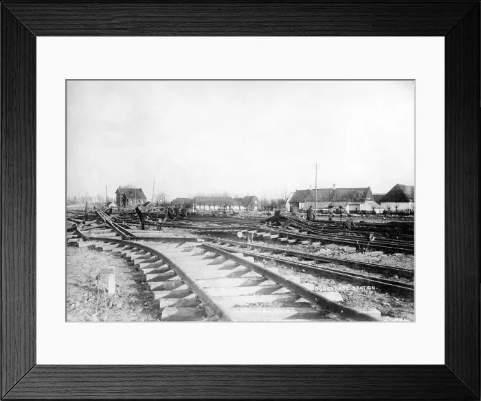 Framed Print : Bomb damage to Oudenarde railway station Framed Print : Bomb damage to Oudenarde railway station