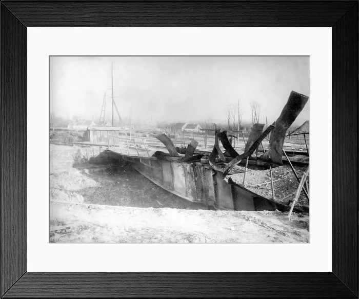 Framed Print : Bomb damage to Belgian railway structure Framed Print : Bomb damage to Belgian railway structure