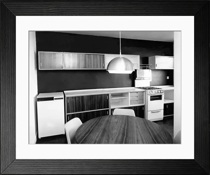 Framed Print : A 1965 Housewife's dream fitted space-age kitchen Framed Print : A 1965 Housewife's dream fitted space-age kitchen