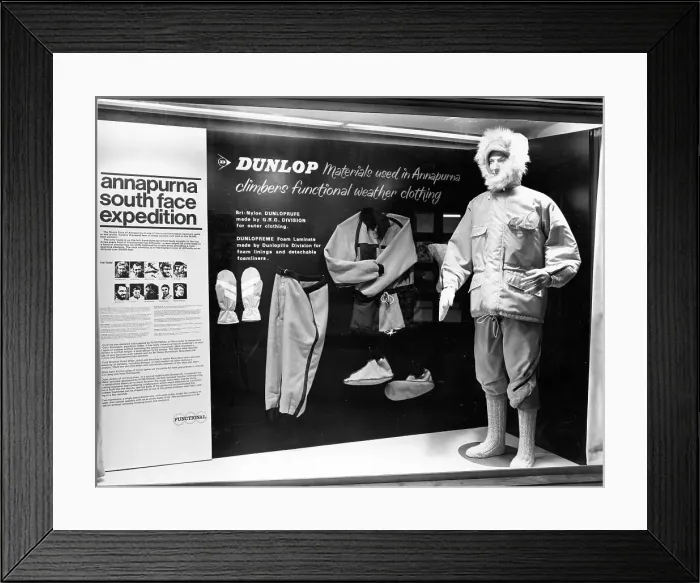 Framed Print : Dunlop Annapurna climbing equipment window display Framed Print : Dunlop Annapurna climbing equipment window display