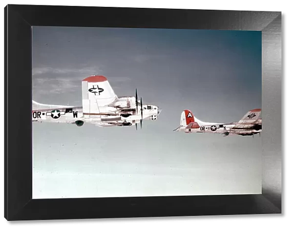 Boeing B-17G Flying Fortresses flying on a mission