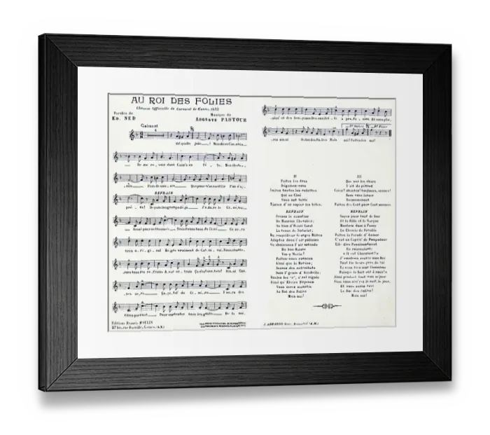 Framed Print : Au Roi des Folies, official song of Cannes Carnival Framed Print : Au Roi des Folies, official song of Cannes Carnival