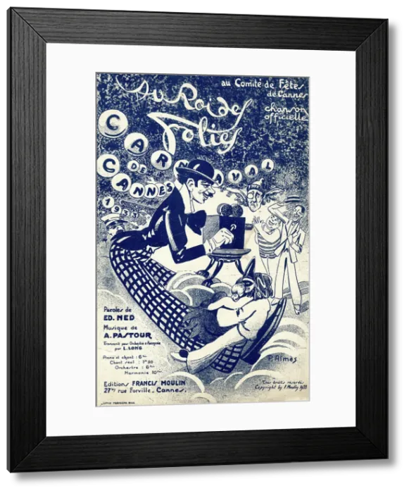 Framed Print : Music cover, Au Roi des Folies, Cannes Carnival song Framed Print : Music cover, Au Roi des Folies, Cannes Carnival song